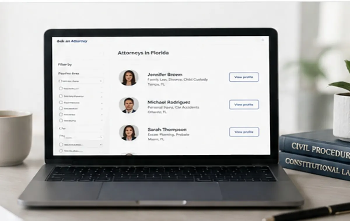 Attorney directory on a laptop